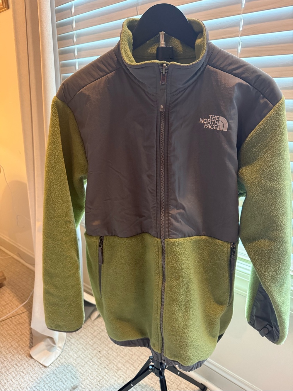 The North Face Olive and Charcoal Fleece Zip Jacket YXL